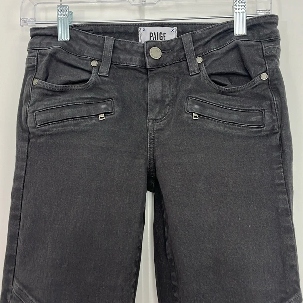 Paige Size 26 Gray Low Rise Skinny Jeans with Zip Pockets - Picture 3 of 11